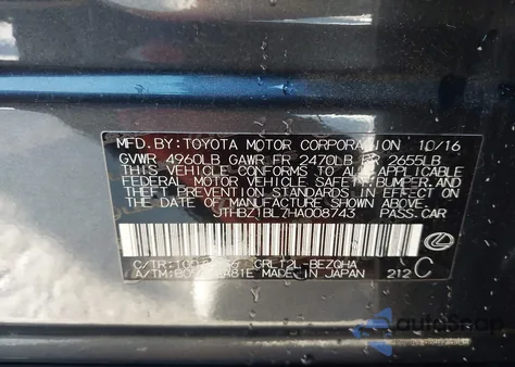 2017 Lexus Gs 350 F Sport from USA, damaged, VIN JTHBZ1BL7HA008743